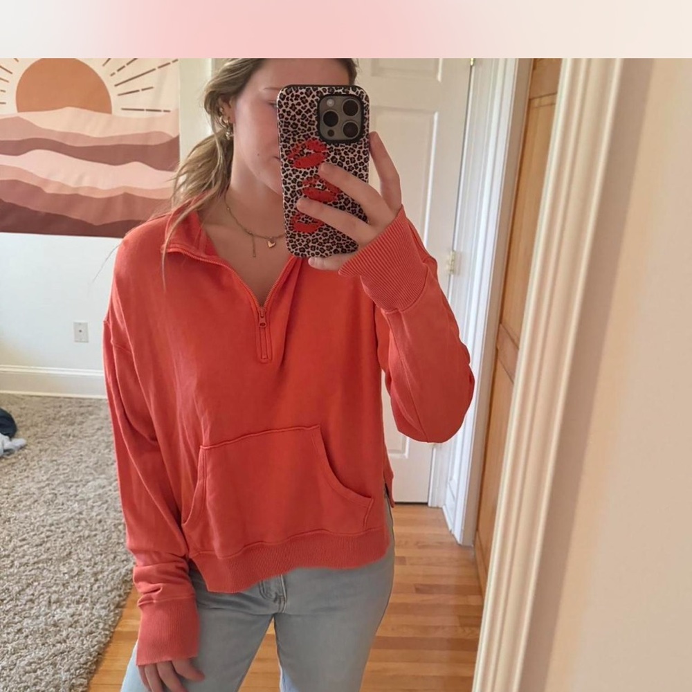 Coral Quarter-Zip Pullover